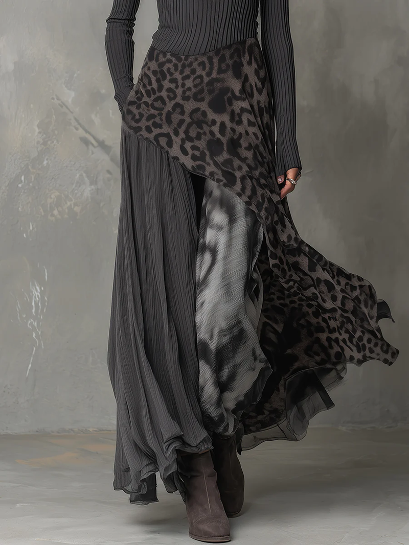 Piper | Leopard Print Striped Maxi Dress