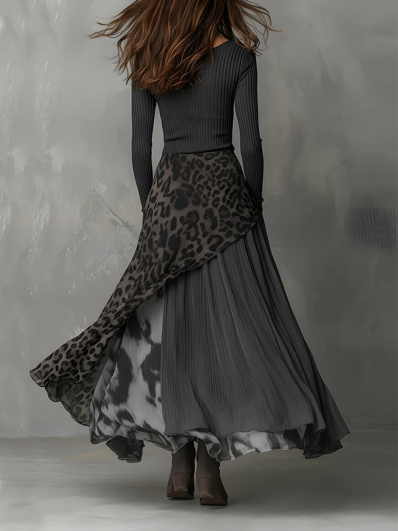Piper | Leopard Print Striped Maxi Dress