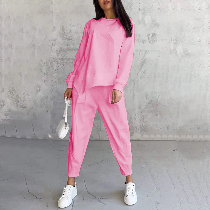 Women's Long-Sleeve Irregular Hem Sweatshirt & Pants Set