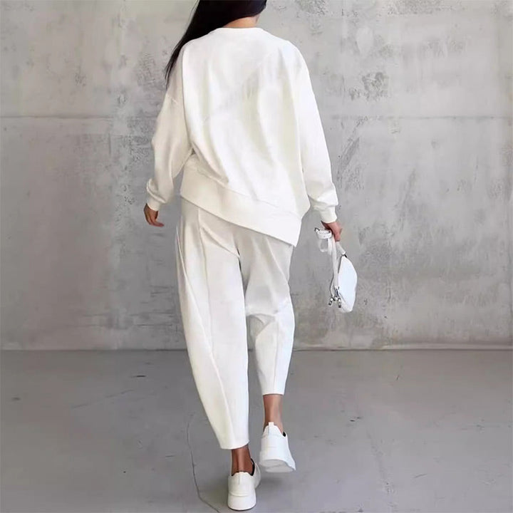 Women's Long-Sleeve Irregular Hem Sweatshirt & Pants Set